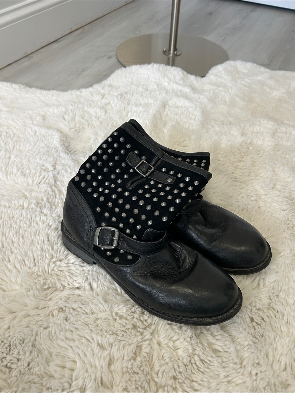 Zigi Girl Black Studded Combat Boots